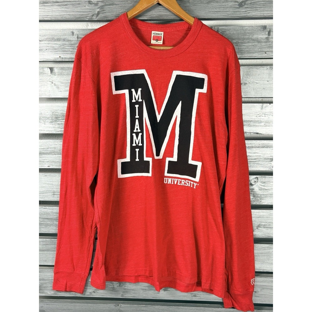 Miami University Red Hawks T Shirt Mens XL Crewneck Long Sleeve Homage